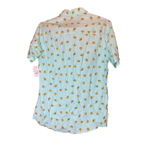 Pokemon Pikachu All Over Print Short Sleeve Button Up Shirt Men's Size M Teal - Picture 4 of 4